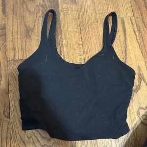 Black Cropped Tank Top - Simple Strappy Bralette